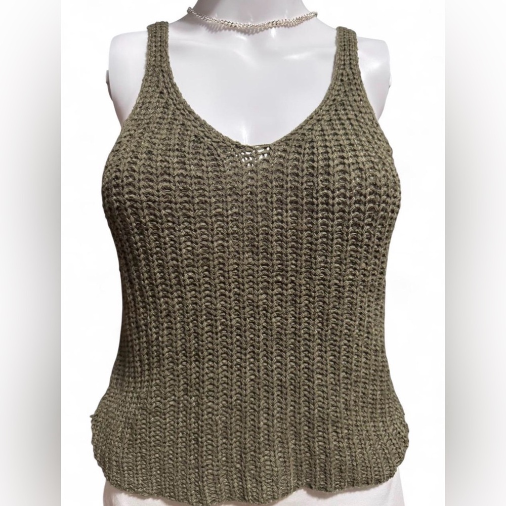 moon & madison Olive Knit Scoop Tank Top